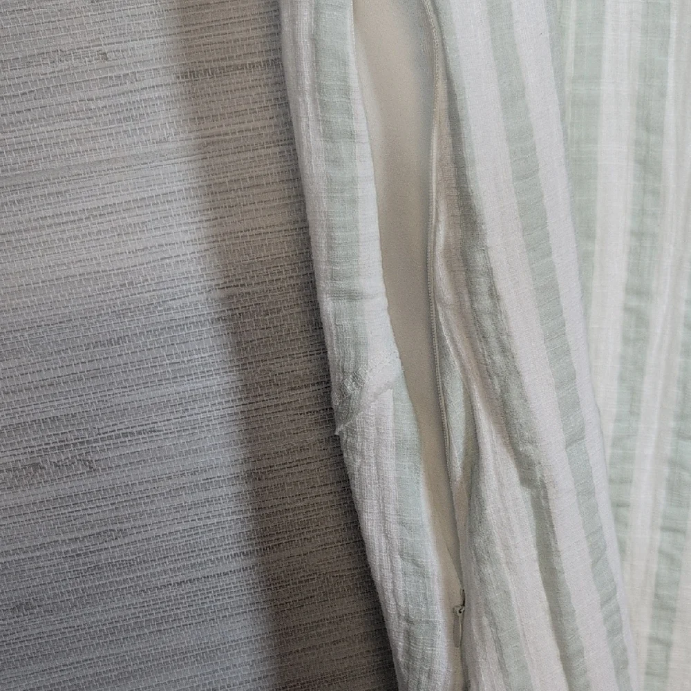 In Loom Seafoam Green And White Striped Gauze Mini Dress High Low Large NWT - Picture 14 of 14